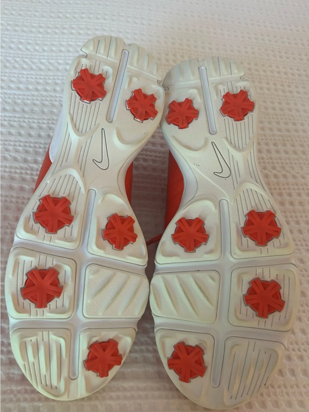 Nike Kids Red-Orange Gold Shoes with Silver Swoosh, Like new size 7Y